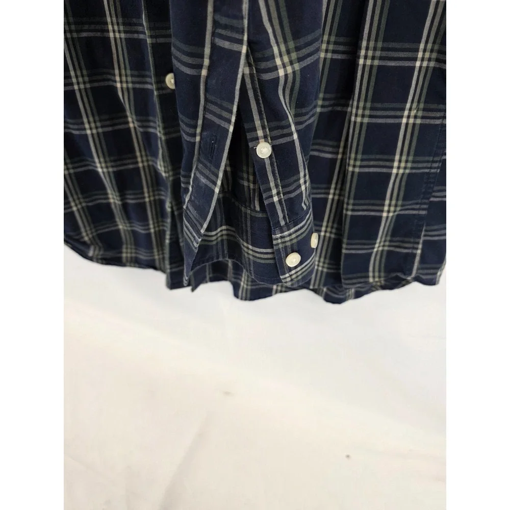 Banana Republic Soft Wash Slim Fit Plaid Button Down Shirt Mens Large Blue Green